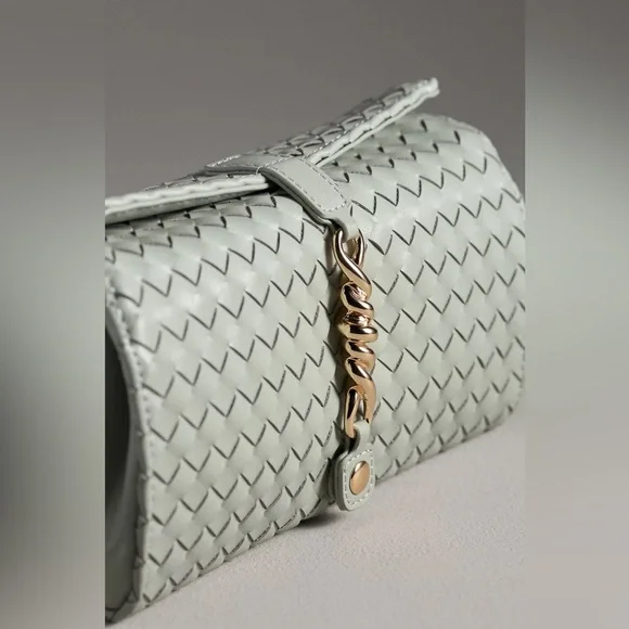 Anthropologie WOVEN DIVIDED SHOULDER BAG Style No.  98715410 Light Green - Picture 3 of 3